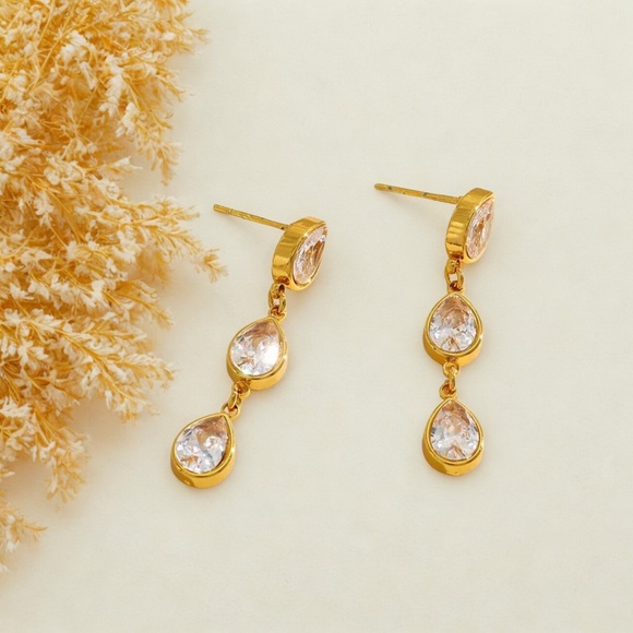 Jewelry - Elegant Gold and Silver Drop Earrings